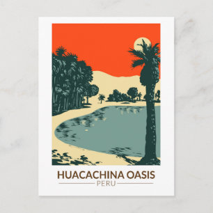 Huacachina Peru Reise Kunst Vintage Postkarte