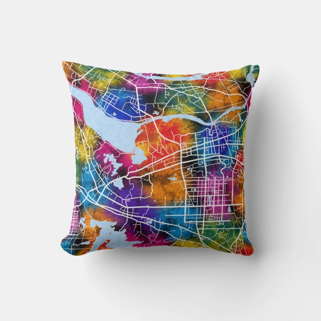 Huainan China Stadtplan Kissen (Vorderseite)