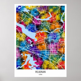 Huainan China Stadtplan Poster