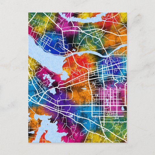 Huainan China Stadtplan Postkarte (Vorderseite)