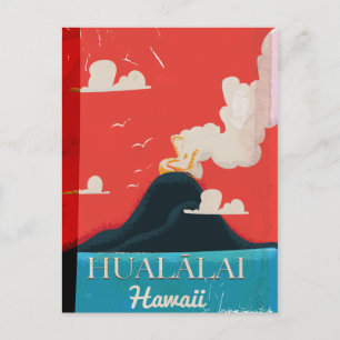 Hualālai-Vulkan Vintage-Reiseplakat Hawaii Postkarte