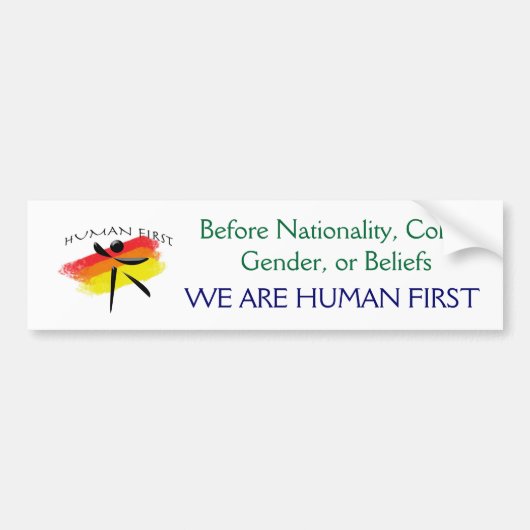 huamn, vor Nationalität, Farbe, Geschlecht oder Autoaufkleber (Vorne)