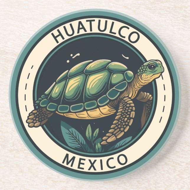 Huatulco Mexico Turtle Abzeichen Getränkeuntersetzer (Vorne)