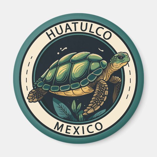 Huatulco Mexico Turtle Abzeichen Magnet (Vorne)
