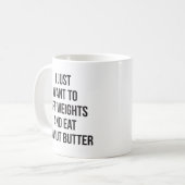 Hub Weight und essen Erdnussbutter - Funny Workout Kaffeetasse (Vorderseite Links)