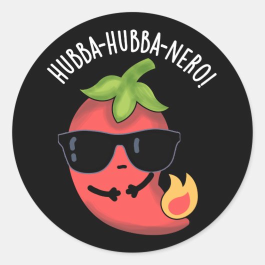 Hubba-hubba-nero Funny Habanero Pun Dark BG Runder Aufkleber (Vorderseite)
