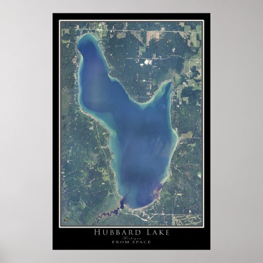 Hubbard Lake Michigan Satellite Poster Karte (Vorne)