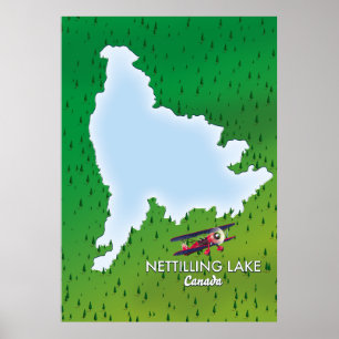 Hubbard Lake Nördliche Michigan-Seekarte Poster