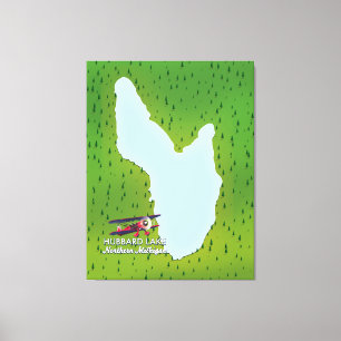 Hubbard See Nord-Michigan Seekarte Leinwanddruck