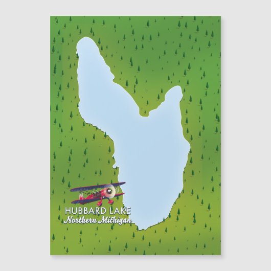 Hubbard See Nord-Michigan Seekarte Magnetkarte (Vorderseite)
