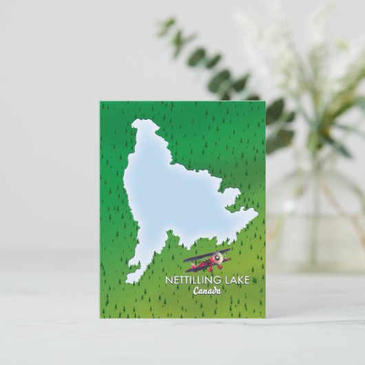 Hubbard See Nord-Michigan Seekarte Postkarte (Stehend Vorderseite)