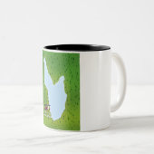 Hubbard See Nord-Michigan Seekarte Zweifarbige Tasse (VorderseiteRechts)