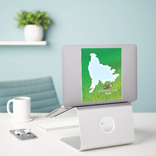 Hubbard See Northern Michigan Lake Map Sticker (Laptop auf Schreibtisch)