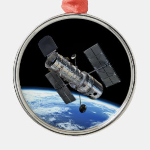 Hubble-Weltraumteleskop im Erdumlaufbahn-NASA-Foto Ornament Aus Metall