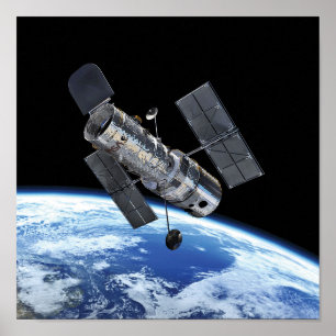 Hubble-Weltraumteleskop in der Erdumlaufbahn NASA- Poster