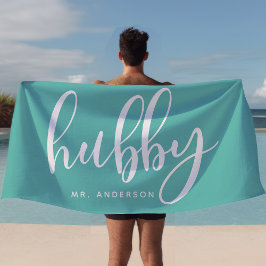 Hubby Aquamarine und weiße frisch gezogene Groom Strandtuch