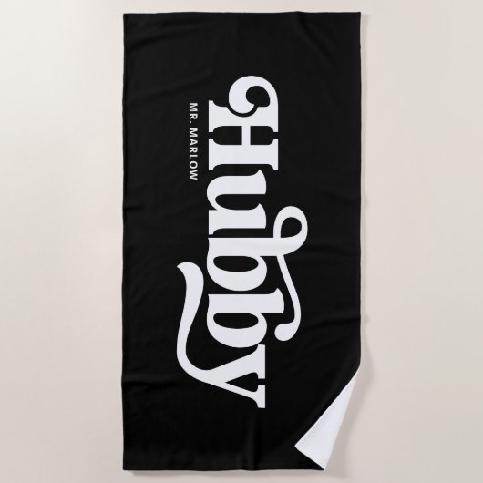 Hubby Black and White New Groom Beach Handtuch (Vorderseite)