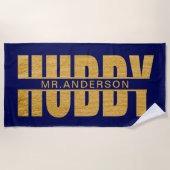 Hubby Blue and Gold frisch gezogenes Strandtuch (Vorderseite)