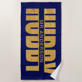 Hubby Blue and Gold frisch gezogenes Strandtuch (Vorderseite)