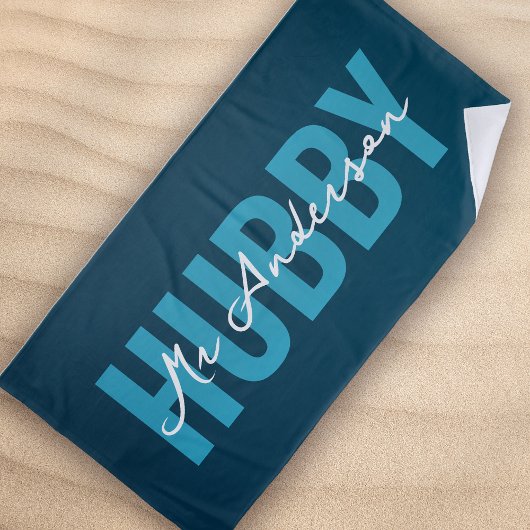 Hubby Blue Monogram Honeymoon Strandtuch