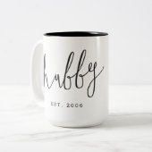 "Hubby" Couple-Tasse | Jahrestag | Hochzeit Zweifarbige Tasse (Vorderseite Links)