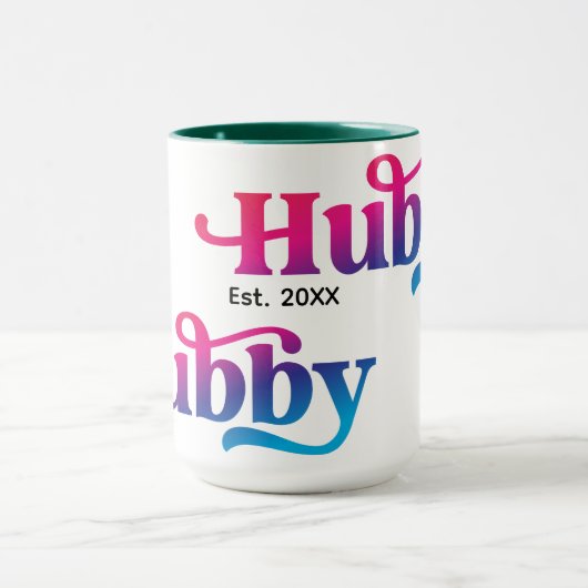Hubby Couple Wedding Anniversary Custom Color Tasse (Zentrum)