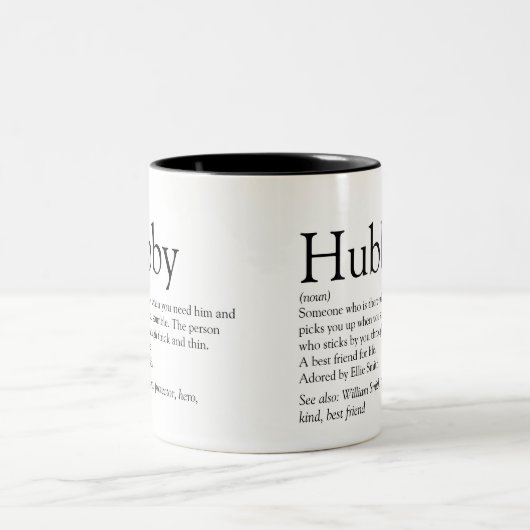 Hubby Definition Zitat Schwarz-Weiß-Moderne Zweifarbige Tasse (Mittel)