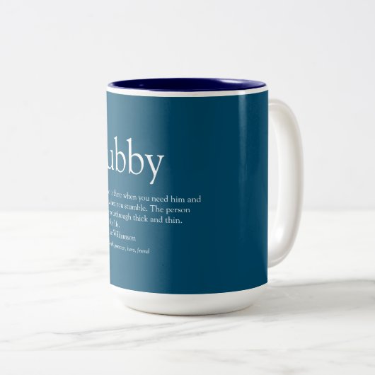 Hubby Definition Zitat Spaß Modernes Blau Zweifarbige Tasse (VorderseiteRechts)