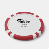 Hubby Ehemann Name Datum Jahr Schnurrbart einfach Pokerchips (Einzeln)