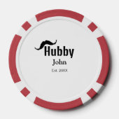 Hubby Ehemann Name Datum Jahr Schnurrbart einfach Pokerchips (Rückseite)