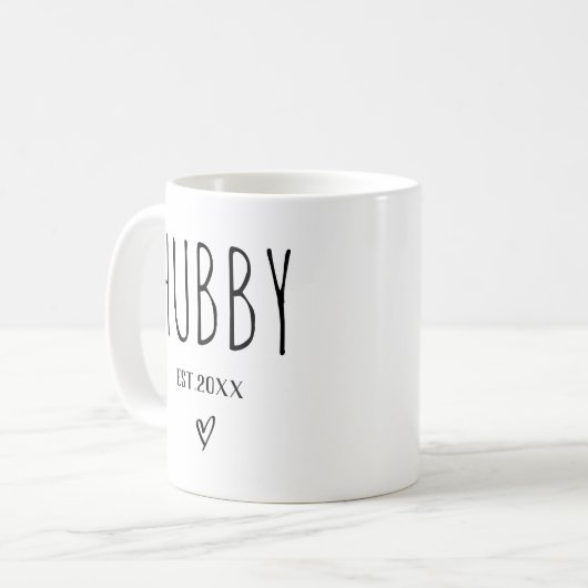 Hubby Est 2024 Ankündigung zur Hochzeit Kaffeetasse (Vorderseite Links)