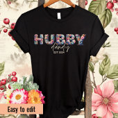 Hubby Est Jahr Personalisierte Hubby-Floral Alphab T-Shirt