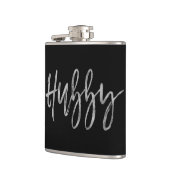 Hubby Flask mit der Typografie der Silberfolie Flachmann (Links)