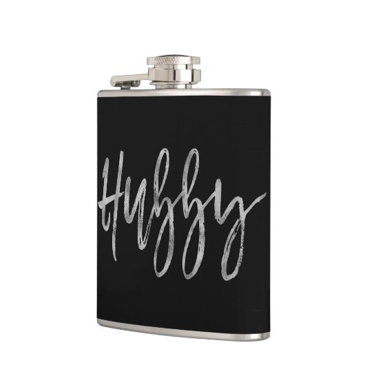 Hubby Flask mit der Typografie der Silberfolie Flachmann (Links)