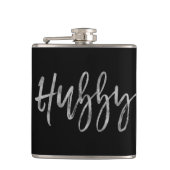 Hubby Flask mit der Typografie der Silberfolie Flachmann (Vorderseite)