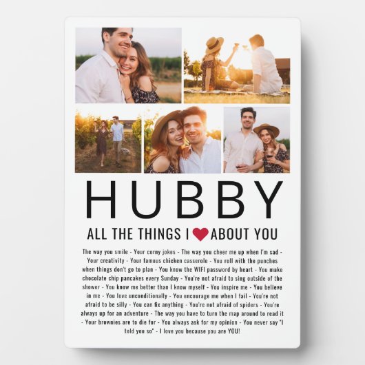 Hubby Foto Collage Dinge, die wir Liebe über Sie L Fotoplatte (Vorderseite)