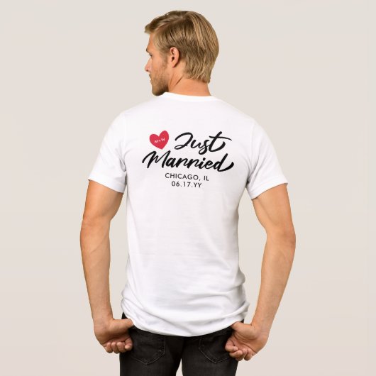 Hubby Just Married Red Heart Initials Wedding Tri-Blend Shirt (Rückseite voll)