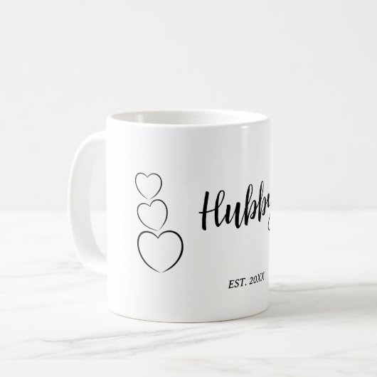 "Hubby". Minimalistisch Kaffeetasse (Vorderseite Links)
