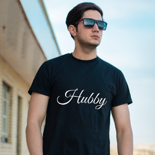 Hubby Modern Honeymoon White Script Black Men's T-Shirt