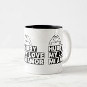 Hubby Modern Honeymoon White Script Black Zweifarbige Tasse (VorderseiteRechts)