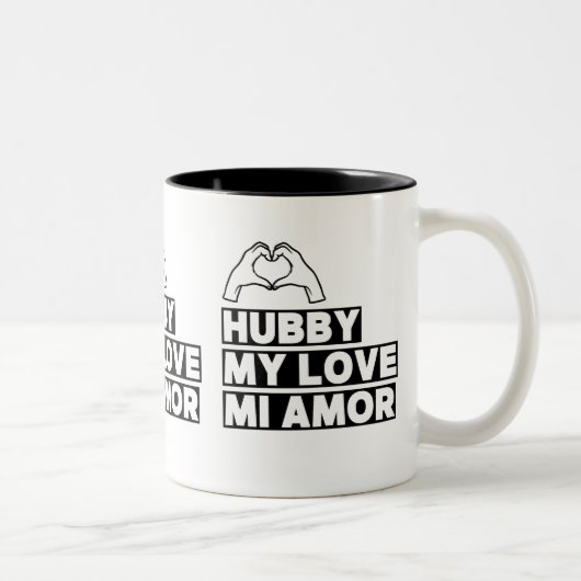 Hubby Modern Honeymoon White Script Black Zweifarbige Tasse (Rechts)