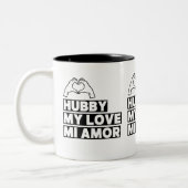 Hubby Modern Honeymoon White Script Black Zweifarbige Tasse (Links)
