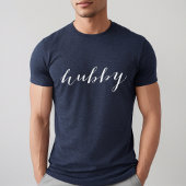 Hubby Modern White Script Navy Mens Tri-Blend Shirt