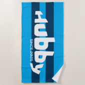 Hubby Newlywed Groom Aqua & Navy Blue Beach Handtu Strandtuch (Vorderseite)