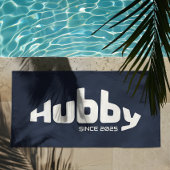 Hubby Newlywed Groom Navy Blue & White Strandtuch