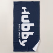 Hubby Newlywed Groom Navy Blue & White Strandtuch (Vorderseite)