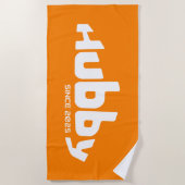 Hubby Newlywed Groom Orange & White Strandtuch (Vorderseite)
