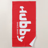 Hubby Newlywed Groom Red & White Strandtuch (Vorderseite)