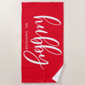 Hubby Red and White New Groom Strandtuch (Vorderseite)