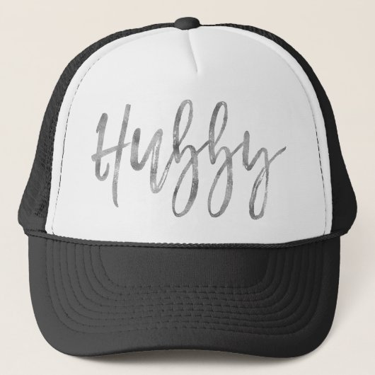 Hubby Silver Foil und White Trucker Hat Truckerkappe (Vorderseite)